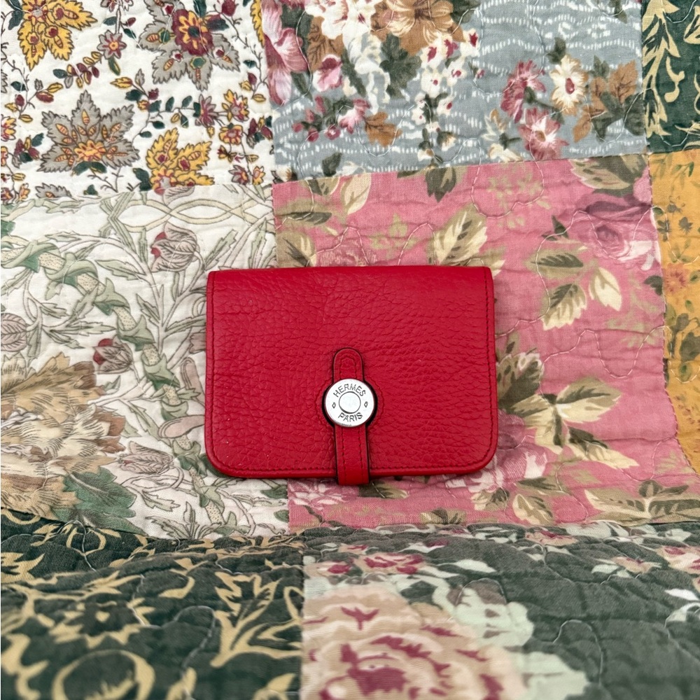 Hermès Red Coin Purse & Card Holder